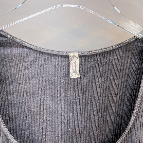 Free People Move on Tie-Sleeve Body Suit Charcoal Gray Size Large - Picture 9 of 13
